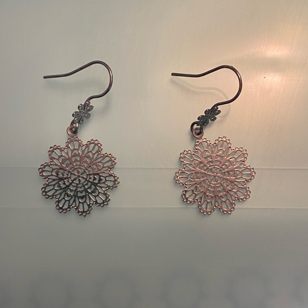 Silver Flower Dangle Earrings